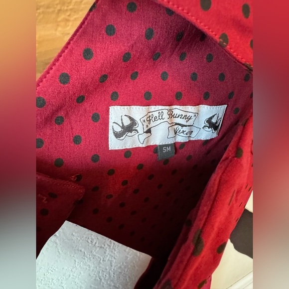 NWT Vintage Y2K Hell Bunny Vixen Dress Red Black Polka Dot Retro Pinup S-M - Picture 5 of 12